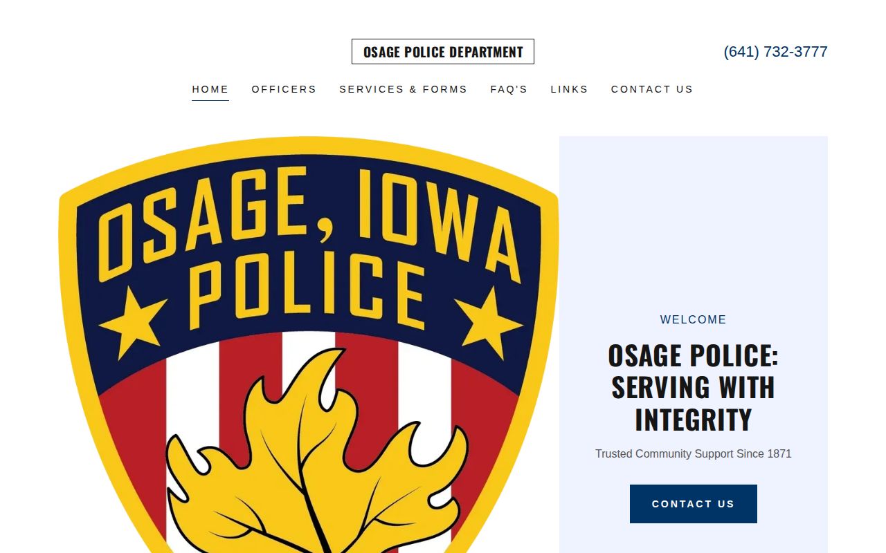 Osage Police Department page with weekly arrest reports and press releases