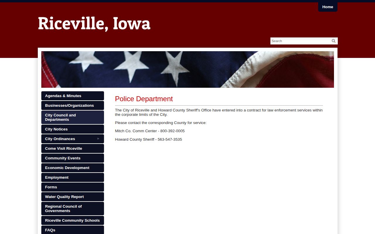 Riceville official law enforcement contact page