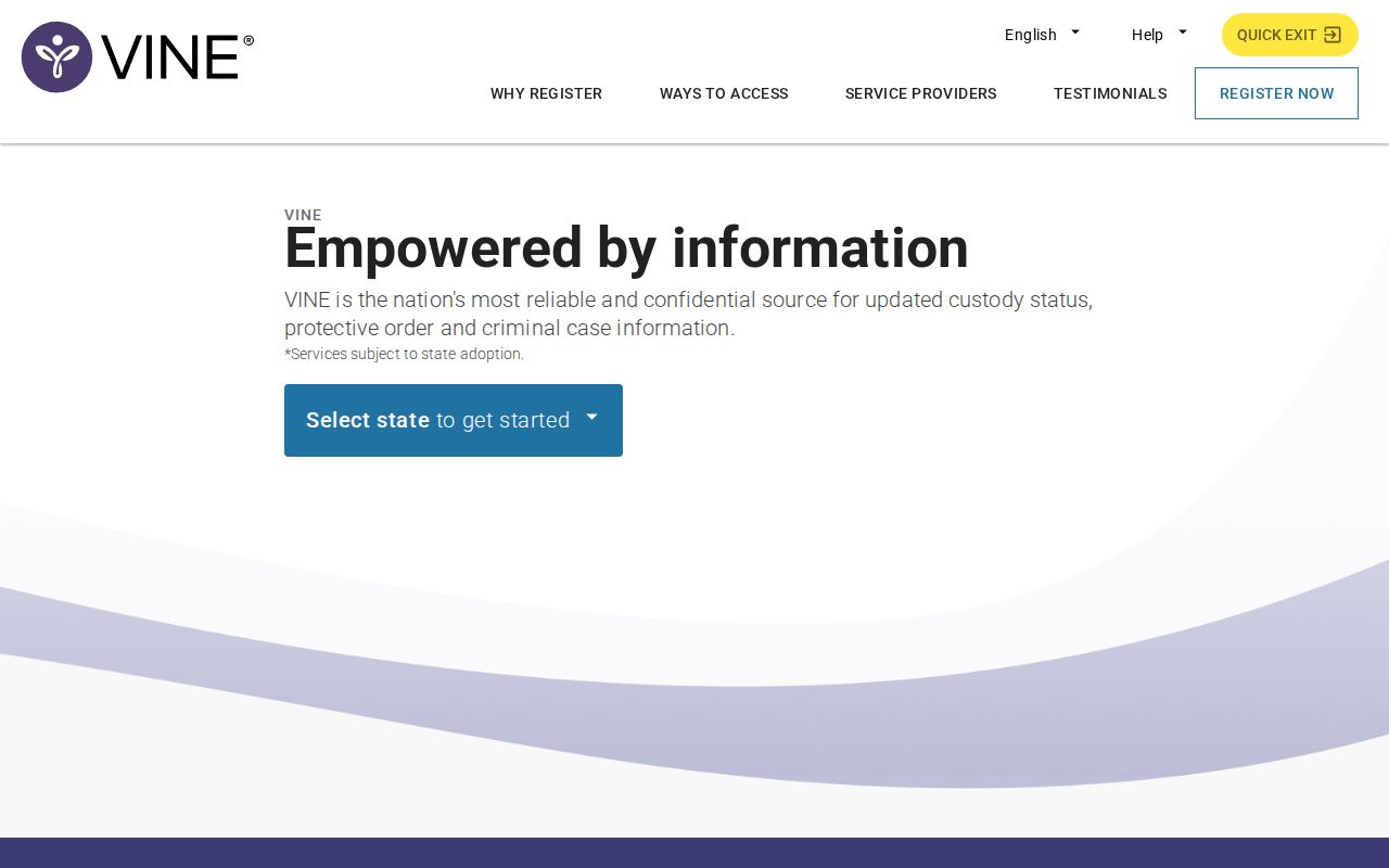 VINELink custody search home interface