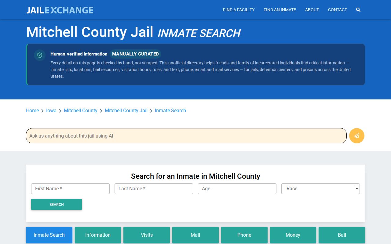 Unofficial JailExchange Mitchell County jail information page