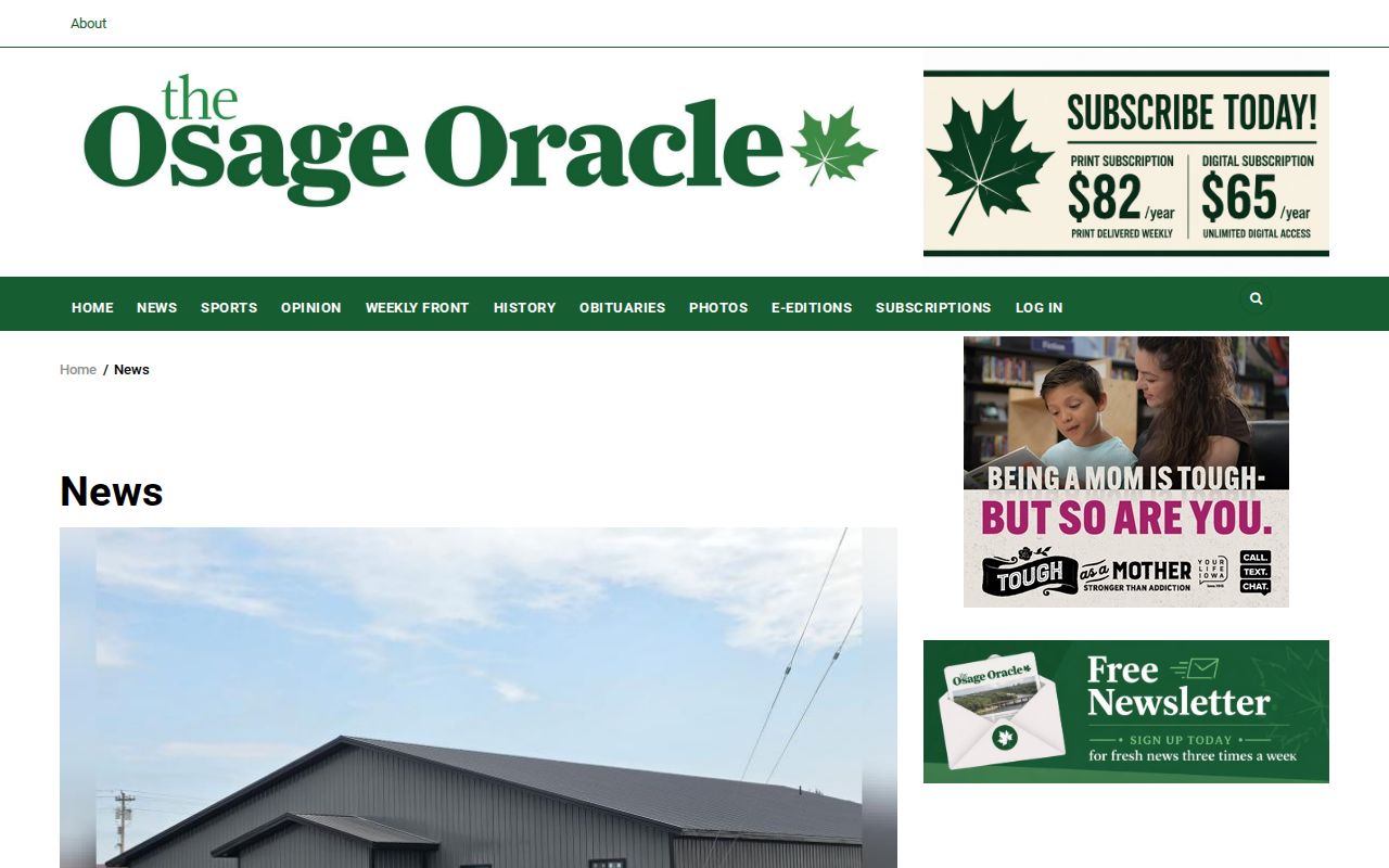 Osage Oracle local news page for Mitchell County coverage
